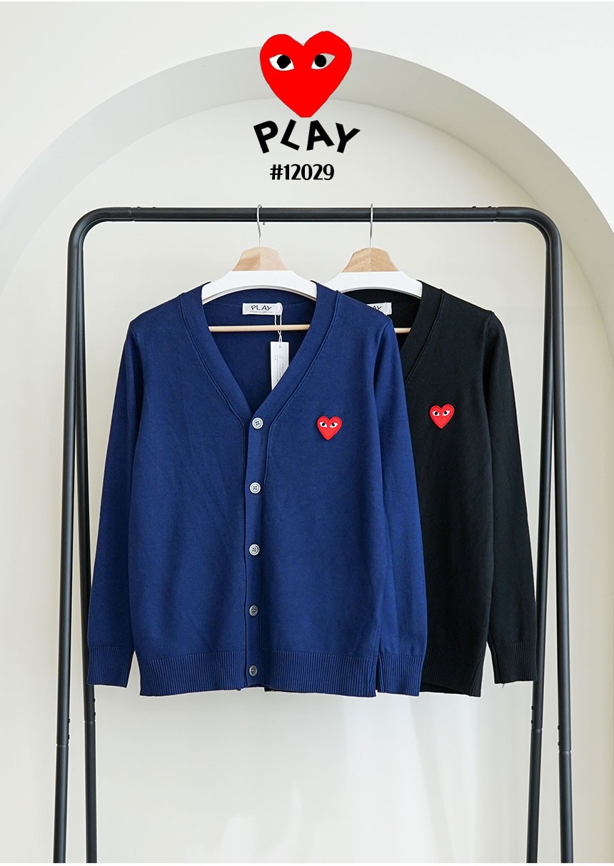 [Comme des Garcons] 꼼데가르송 빅레드하트 로고 브이넥 니트 가디건