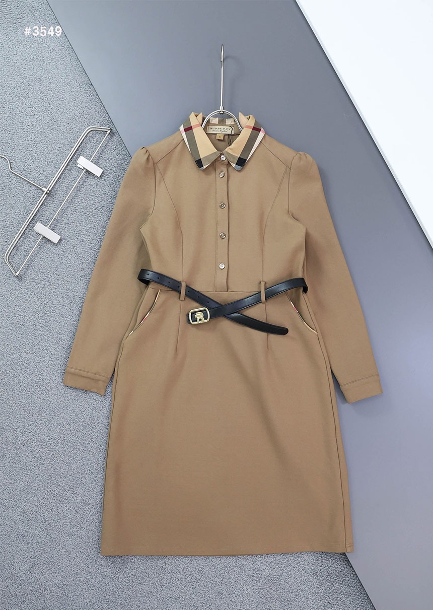 [BURBERRY] 버버리 체크카라 벨티드 원피스