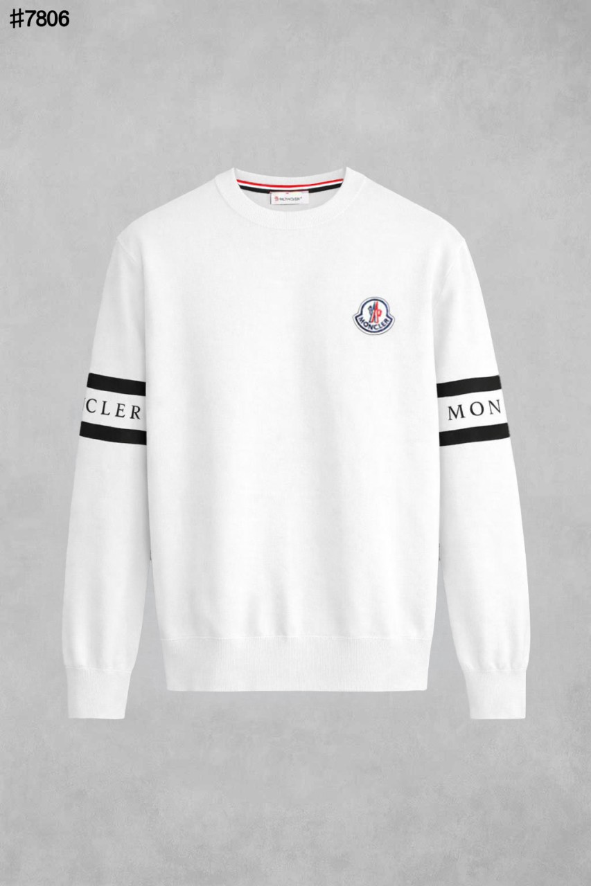 [MONCLER] 몽클레어 자수 로고 밴드 라인 울 블렌드 니트 풀오버