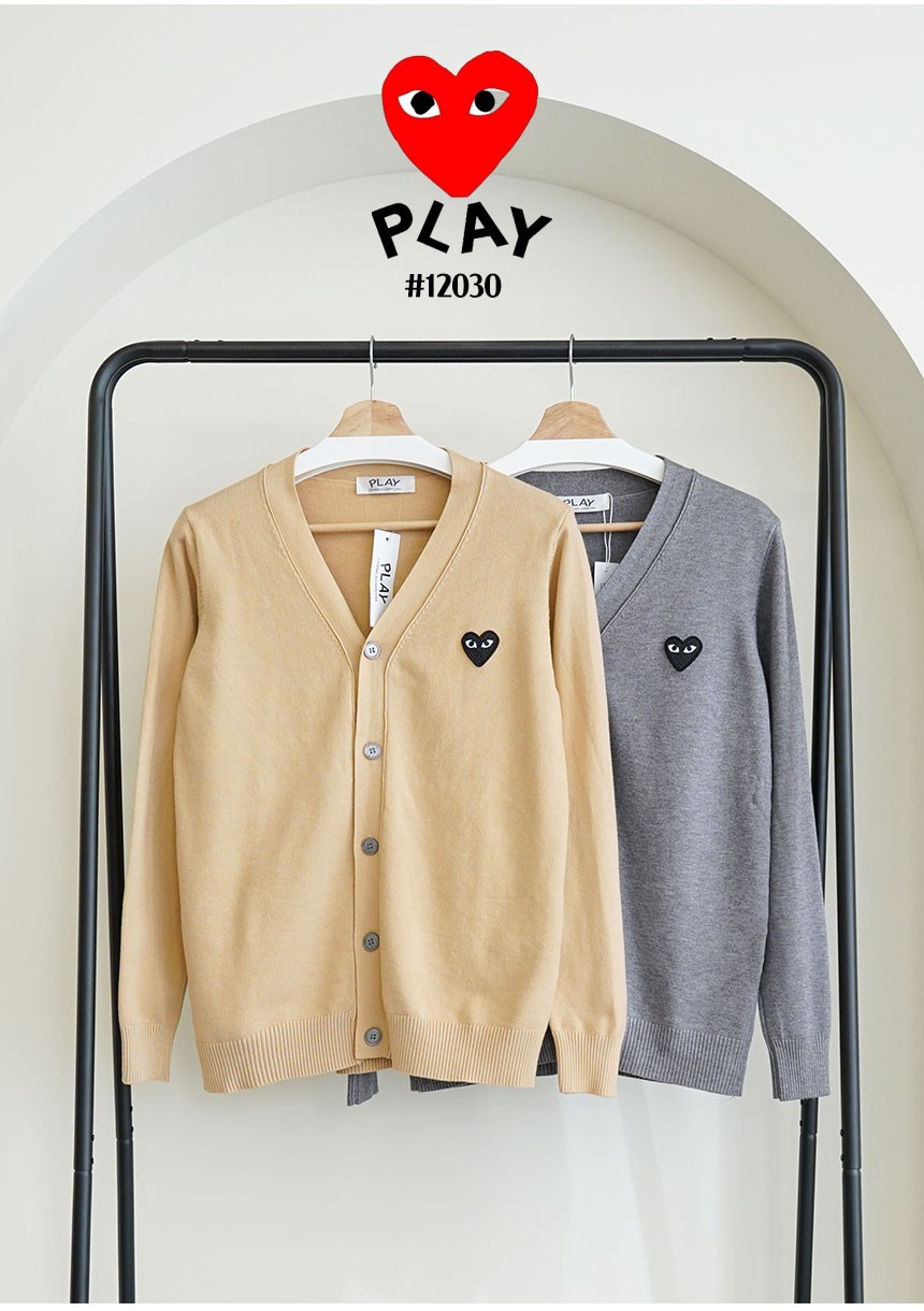 [Comme des Garcons] 꼼데가르송 블랙하트 로고 브이넥 니트 가디건