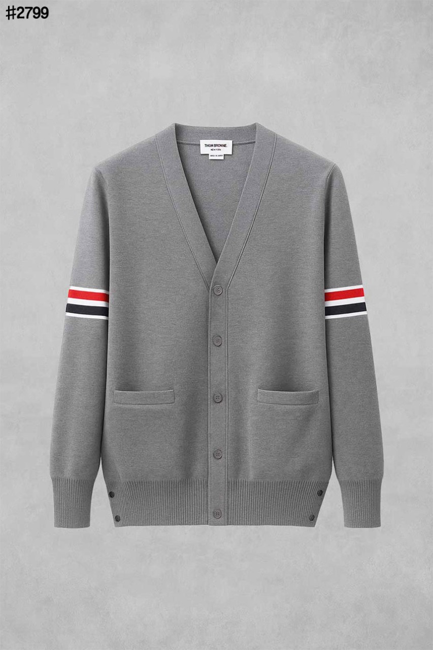 [THOM BROWNE] 톰브라운 RWB 암밴드 파인 메리노 울 브이넥 가디건