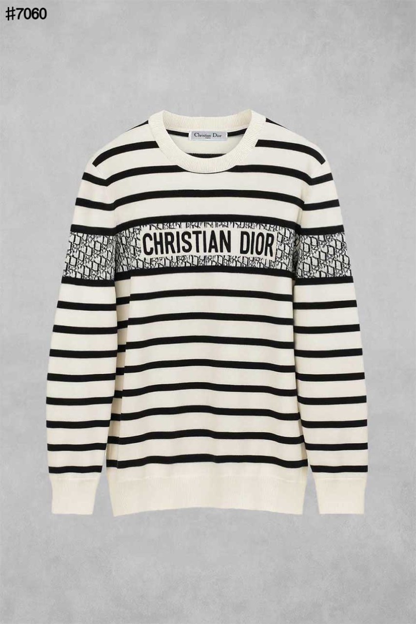 [DIOR] 크리스찬 디올 오블리크 자카드 스트라이프 울 블렌드 니트 풀오버