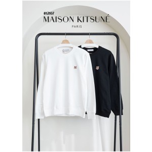 [MAISON KITSUNE] 메종키츠네 남여공용 폭스 헤드 자수 라운드 맨투맨 티셔츠
