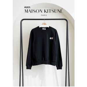 [MAISON KITSUNE] 메종키츠네 남여공용 더블 폭스헤드 자수 로고 라운드 맨투맨 티셔츠