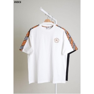 [BURBERRY] 버버리 EKD 자수 로고 클래식 체크 코튼 크루넥 티셔츠