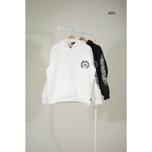 [Chrome Hearts] 크롬하츠 홀스슈 플로랄 백 펄 스터드 크로스 후드 맨투맨
