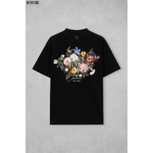 [WOOYOUNGMI] 우영미 플라워 그래픽 백로고 숏 슬리브 티셔츠