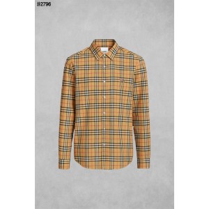 [BURBERRY] 버버리 EKD 자수 로고 빈티지 체크 스트레치 코튼 셔츠