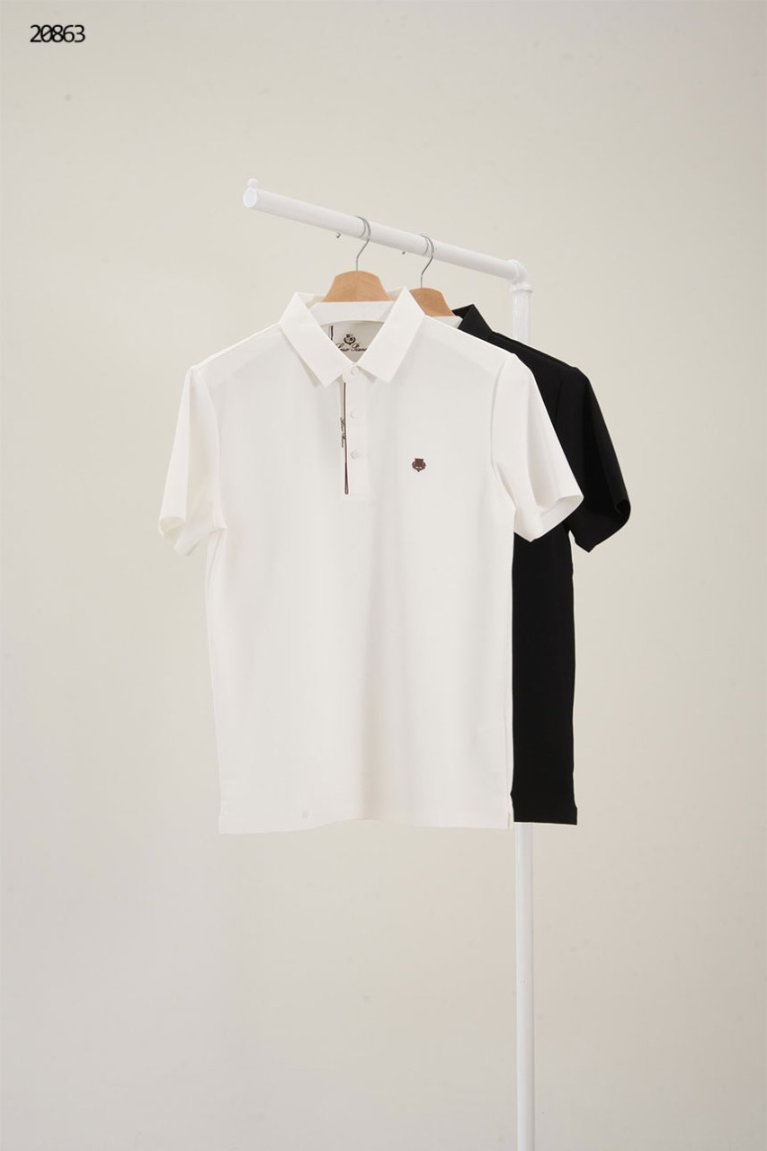 [LORO PIANA] 로로피아나 실리콘 패치 포인트 피케 쿨링 카라 반팔 티셔츠