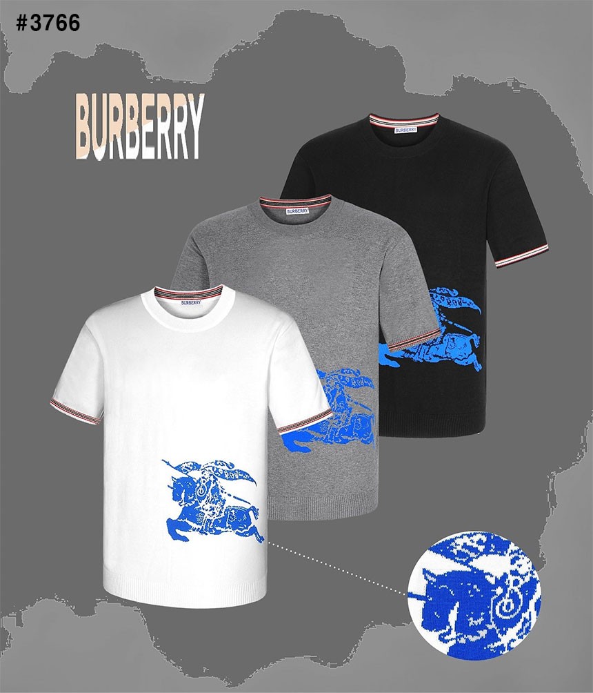 [BURBERRY] 버버리 EKD 로고 울니트 하프 티셔츠