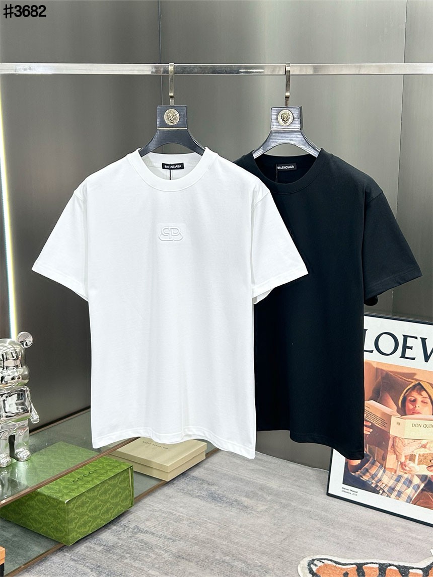 [BALENCIAGA] 발렌시아가 BB 엠브로이드 백 로고 숏 슬리브 티셔츠