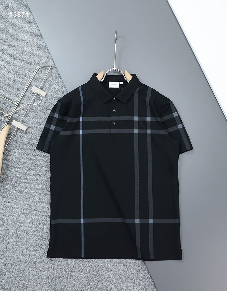 [BURBERRY] 버버리 클래식 체크 기마로고 패치 카라 반팔 티셔츠