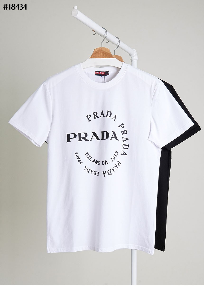 [PRADA] 프라다 라운드 로고 플레이 베이직 숏 슬리브 그래픽 티셔츠
