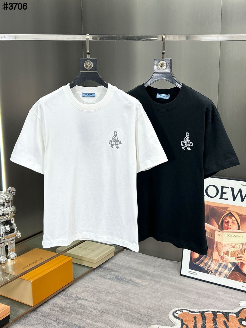 [PRADA] 프라다 마르파 씨티 그래픽 자수 로고 숏 슬리브 티셔츠