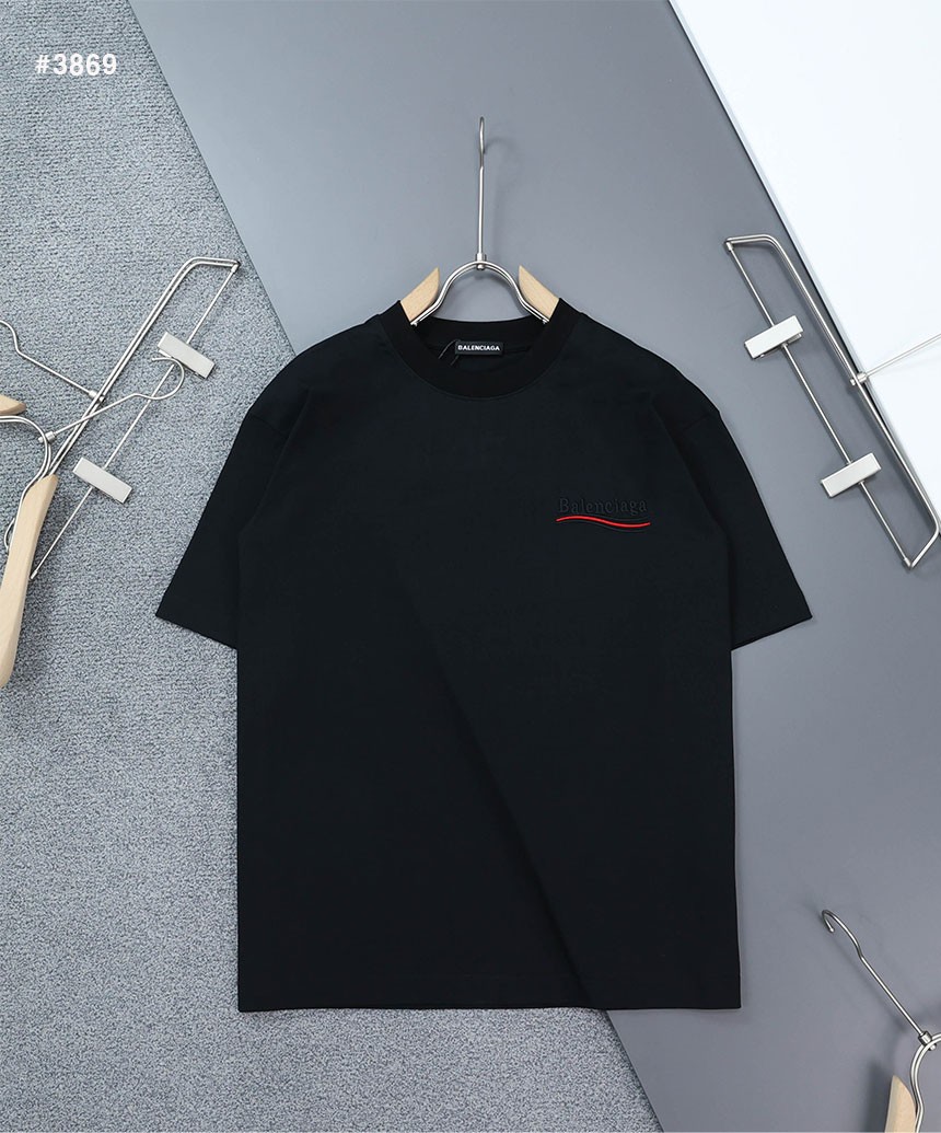 [BALENCIAGA] 발렌시아가 빈티지 웨이브자수 로고 라운드 반팔 티셔츠
