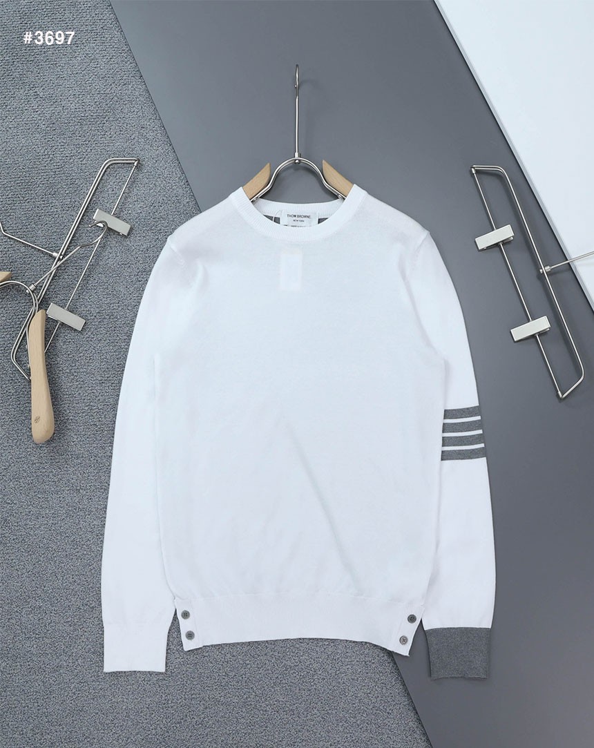 [THOM BROWNE] 톰브라운 남성 투톤 믹스 컬러 라운드 니트