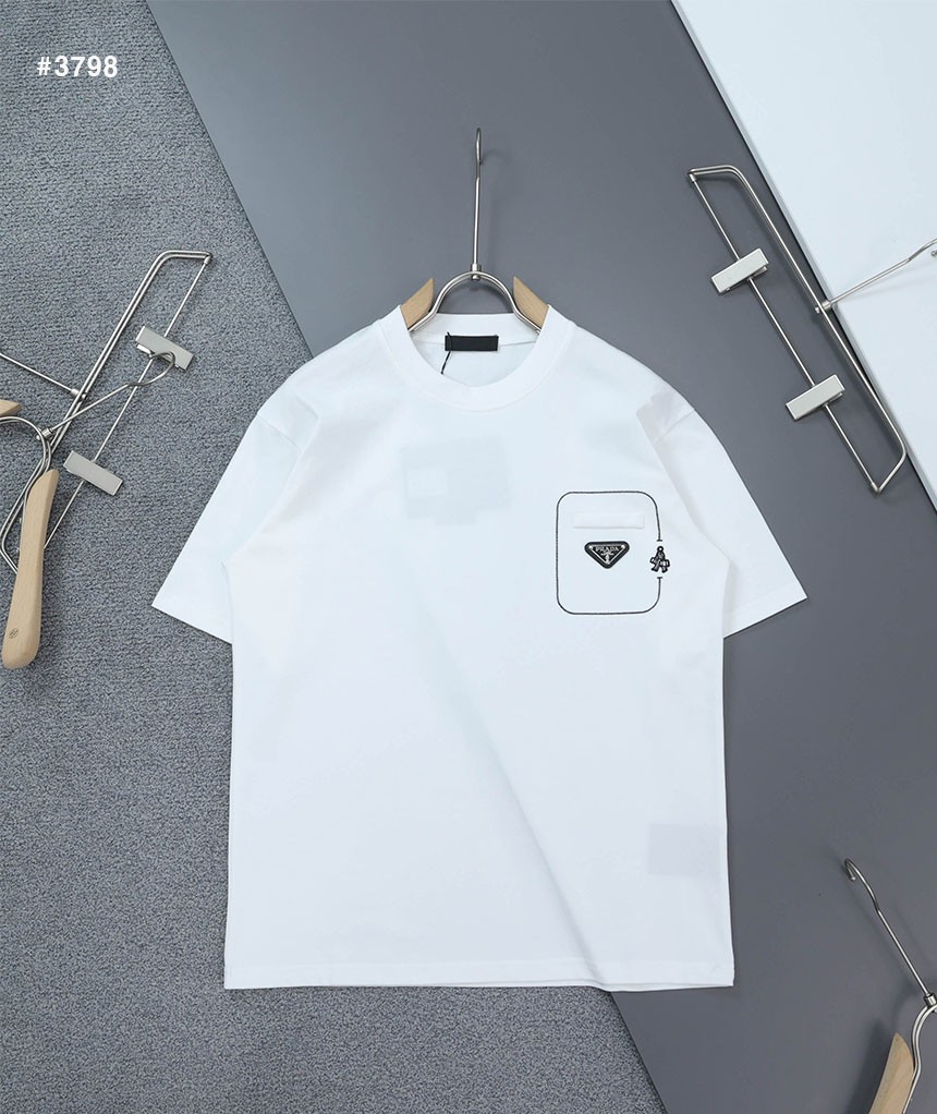 [PRADA] 프라다 밀라노 삼각로고 클래식 라운드 반팔 티셔츠