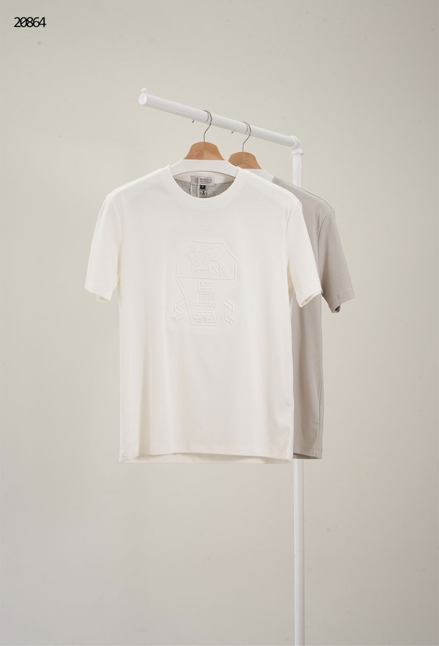 [BRUNELLO CUCINELLI] 브루넬로 쿠치넬리 시그니처 로고 엠보 포인트 반팔 티셔츠