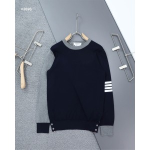 [THOM BROWNE] 톰브라운 남성 투톤 믹스 컬러 라운드 니트