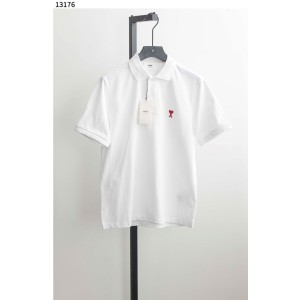 아미 [AMI] 수입고급 스몰 하트 로고 폴로 셔츠 화이트