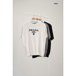 [PRADA] 프라다 시그니처 로고 반팔 니트 티셔츠