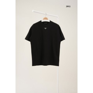 [PRADA] 프라다 트라이앵글 메탈 로고 코튼 반팔 티셔츠