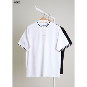 [PRADA] 프라다 밀라노 자수 로고 라인 코튼 크루넥 티셔츠