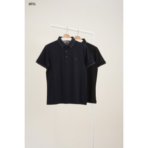 [BRUNELLO CUCINELLI] 브루넬로 쿠치넬리 시그니처 자수 포인트 브라운 라인 폴로 셔츠