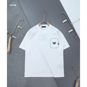[PRADA] 프라다 밀라노 삼각로고 클래식 라운드 반팔 티셔츠
