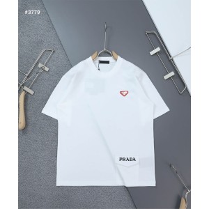 [PRADA] 프라다 레드 삼각로고 포인트 라운드 티셔츠