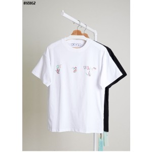 [OFF-WHITE] 오프화이트 레인보우 드로잉 에로우 그래픽 코튼 크루넥 티셔츠