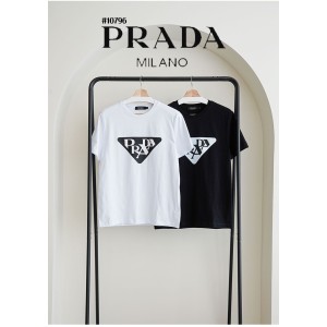 [PRADA] 프라다 남여공용 블랙삼각로고 프린팅 반팔티