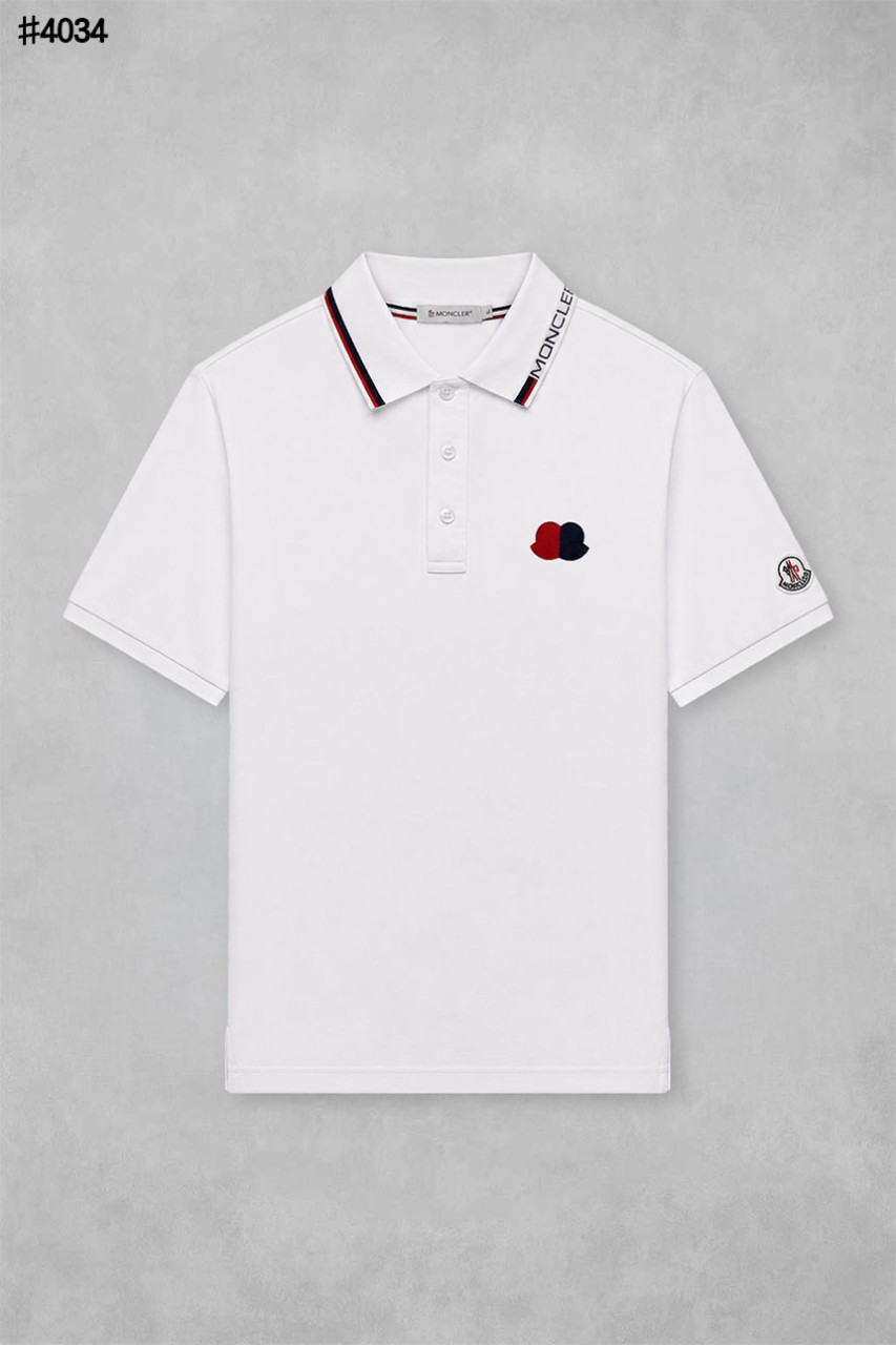 [MONCLER] 몽클레어 모티프 더블 자수 로고 숏 슬리브 폴로 티셔츠