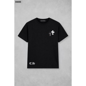 [Chrome Herts] 크롬하츠 스틸 레더탭 CH 자수 로고 코튼 숏 슬리브 티셔츠