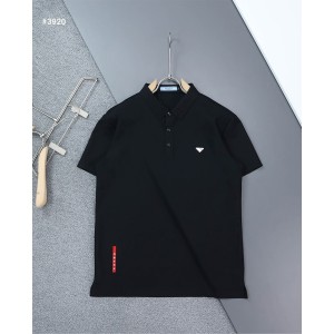 [PRADA] 프라다 클래식 스몰 삼각로고 카라 반팔 티셔츠