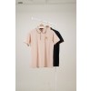 [LORO PIANA] 로로피아나 브라운 라인 헤리티지 금장 자수 카라 반팔 티셔츠