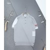 [THOM BROWNE] 톰브라운 밀라노 배색 사선 4바 카라 반팔 니트