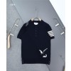 [THOM BROWNE] 톰브라운 페더 인타르시아 4바 카라 반팔 니트