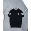 [MONCLER] 몽클레어 이니셜 암 로고 자수 라운드 반팔 니트