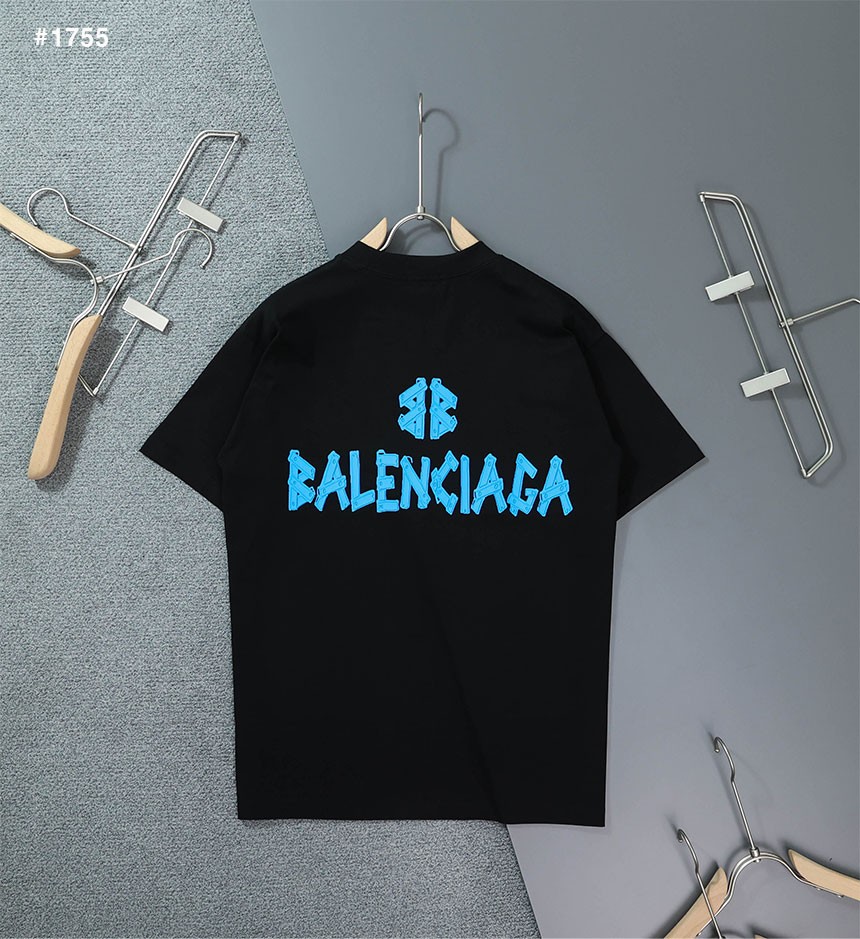 [BALENCIAGA] 발렌시아가 BB 레터링 블럭 패치 반팔 티셔츠